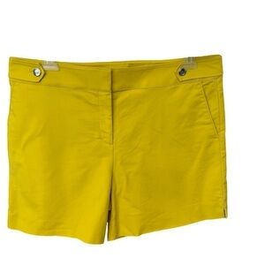 Loft Women’s High Waisted High Rise Mustard Yellow Button Accent Shorts size 14